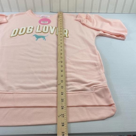 NWT Simply Southern Women’s Light Pink Peach Dog Lover Lettered‎ Sweatshirt Sz M - Picture 12 of 13